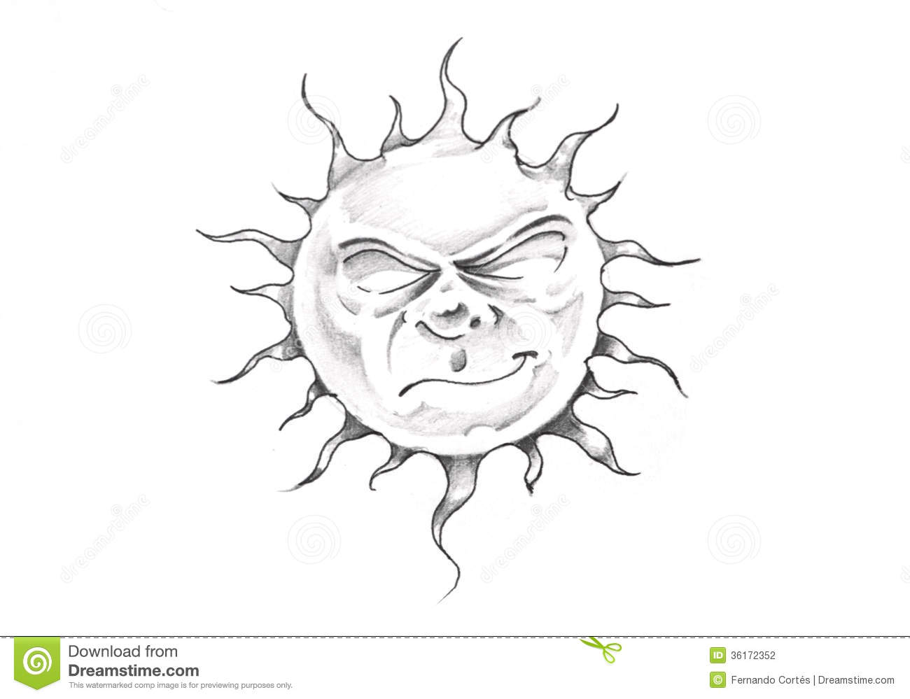Sketch Of Tattoo Art Sun With Face Stock Photography   Image    