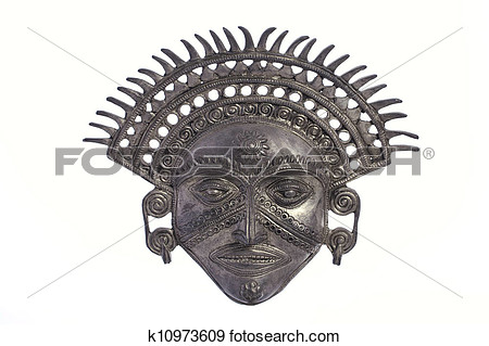 Stock Photograph   Metal Inca Sun God Mask  Fotosearch   Search Stock