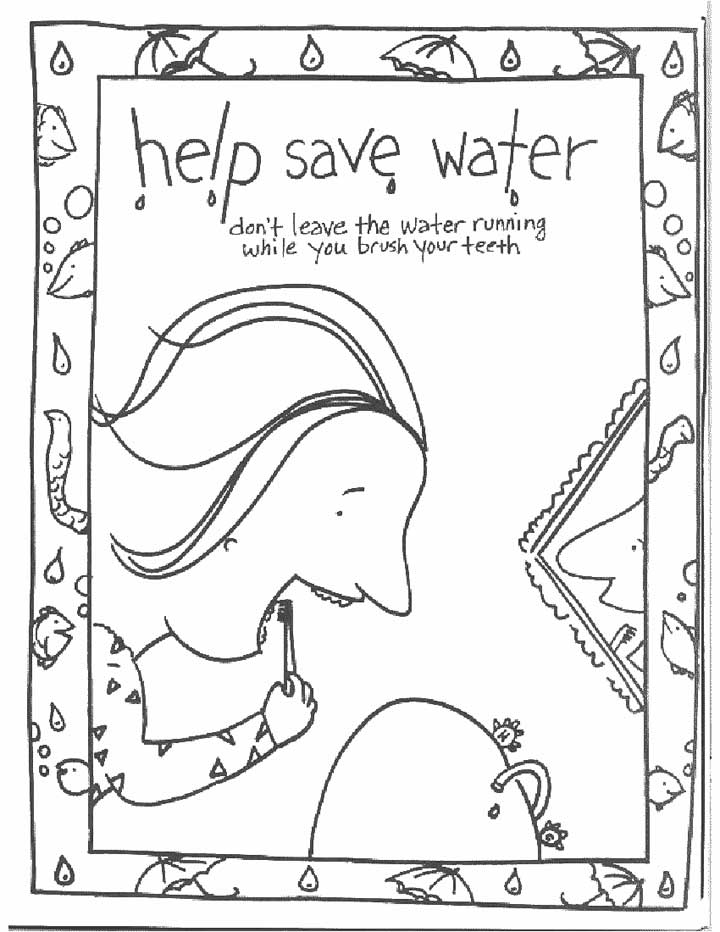 This Coloring Page For Kids Focuses On Saving Water By Turning The Tap