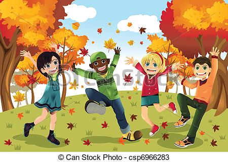 Vector   Autumn Fall Season Kids   Stock Illustration Royalty Free