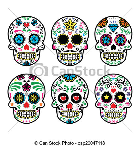 Vector Clip Art Of Mexican Sugar Skull Vector Icons   Vector Icon Set