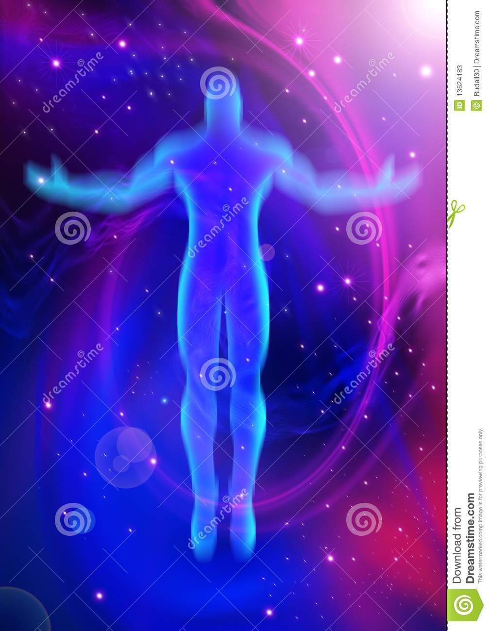 An Illustration Of A Figure On A Cosmic Background