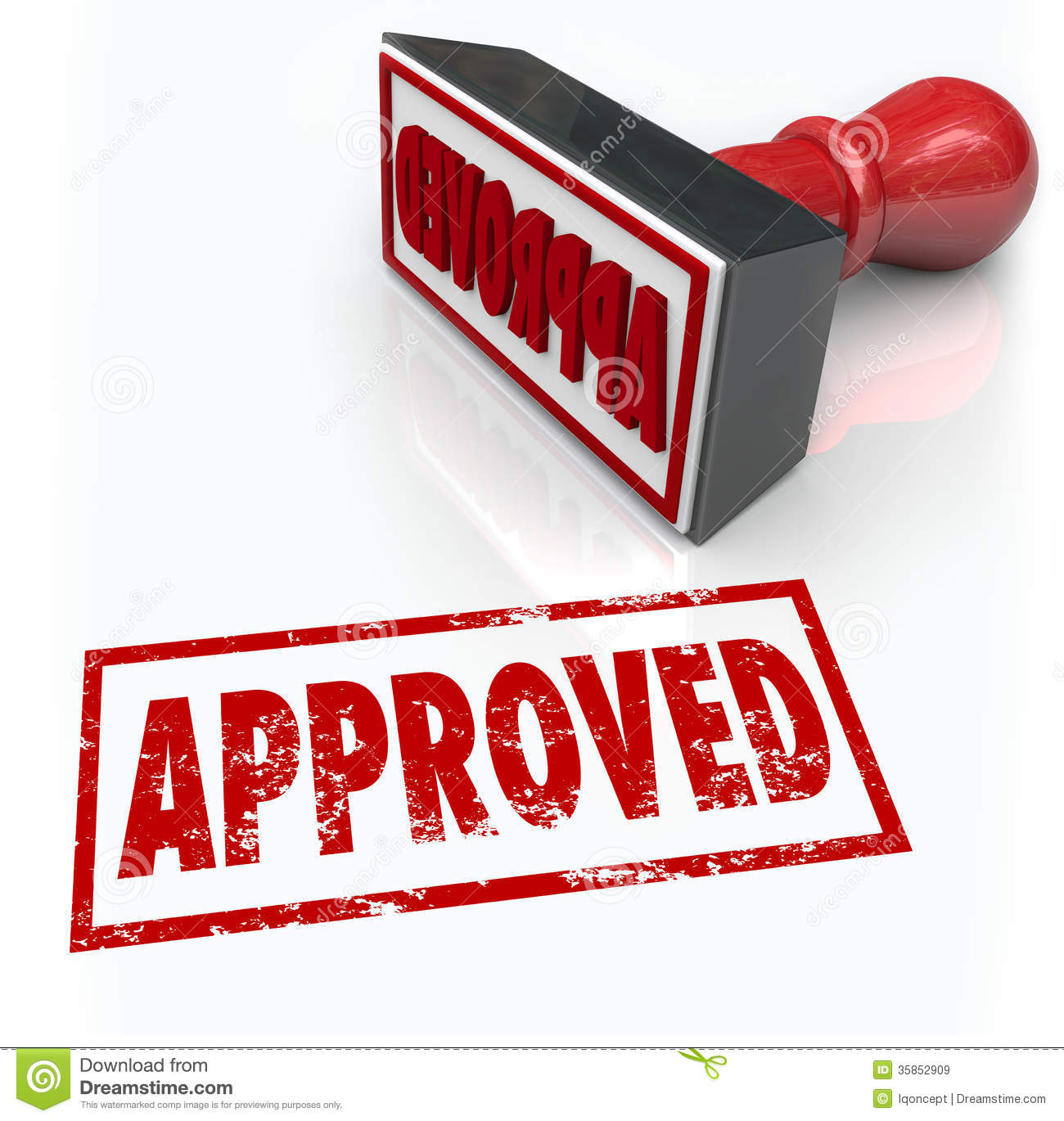 Approved Word Rubber Stamp Red Ink To Illustrate A Result Feedback
