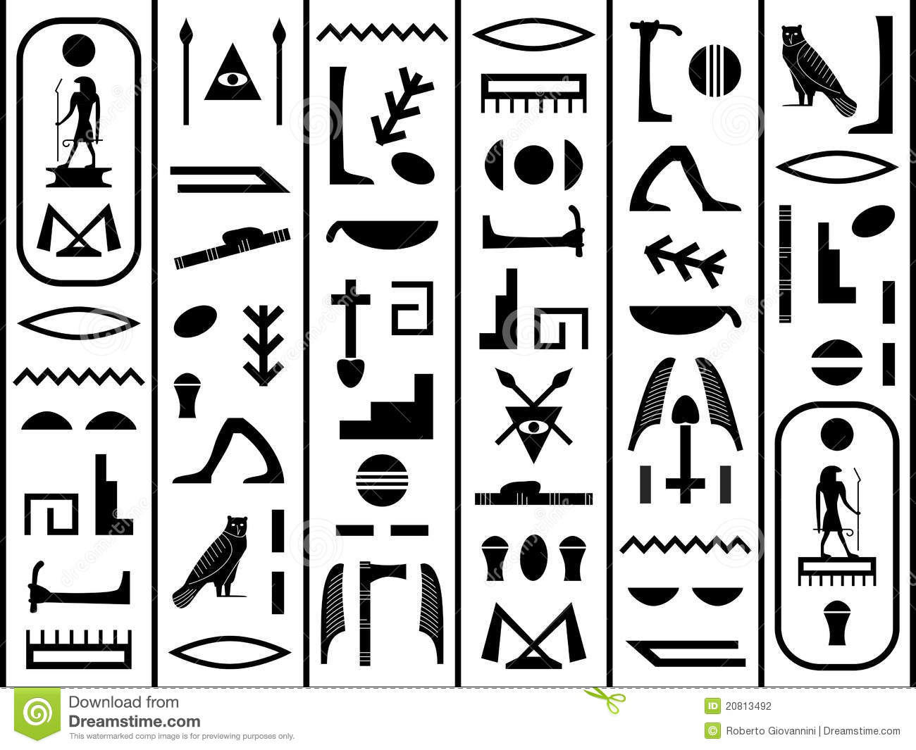 Black And White Hieroglyphics Background Ancient Egypt Style  Eps