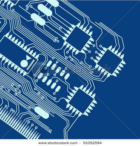 Blue Circuit Board   Vector Clipart Illustration