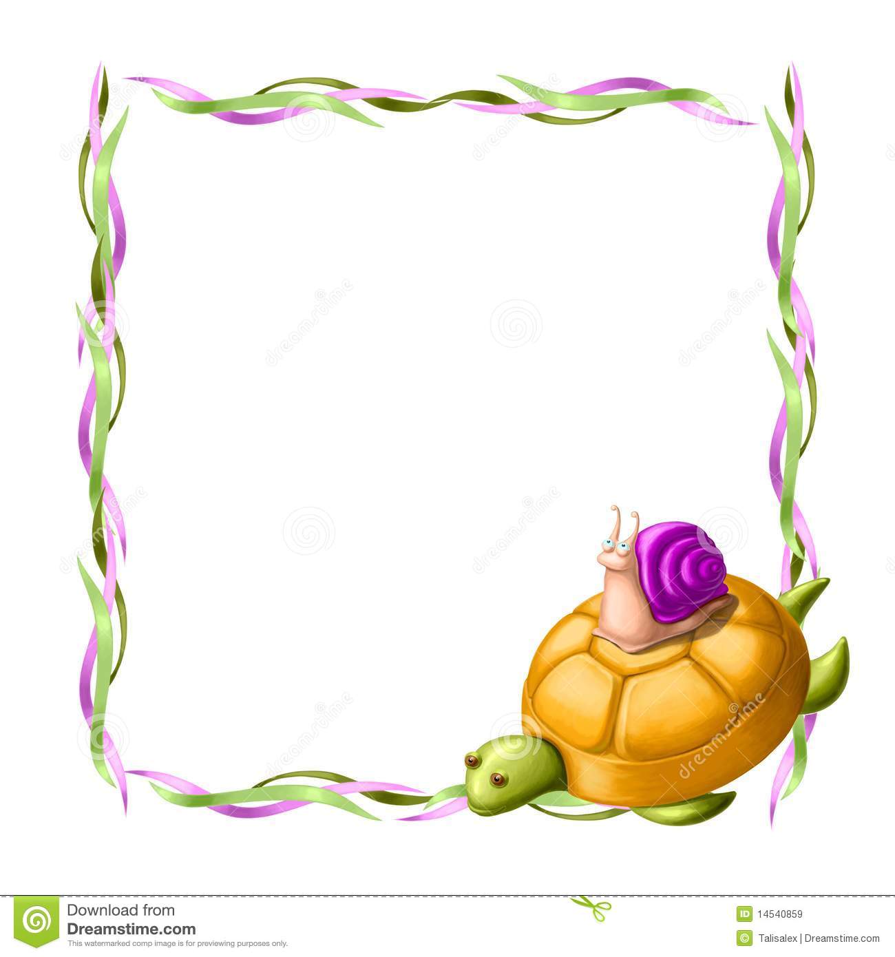 Border With Turtle And Snail Royalty Free Stock Images   Image