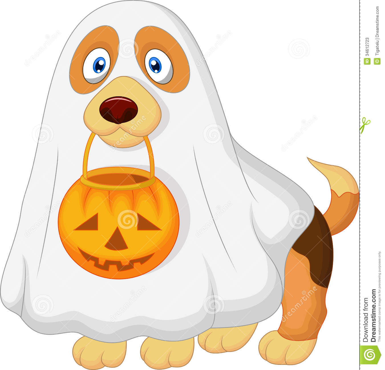 Cartoon Dog Dressed Up As A Spooky Ghost Stock Photos   Image    
