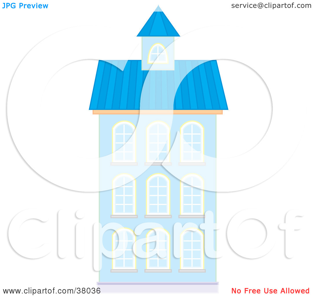 Clipart Illustration Of A Blue Building With A Blue Roof By Alex