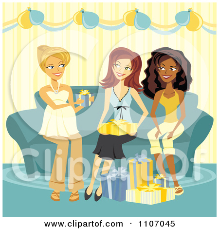 Clipart Pregnant Brunette Woman Holding Her Baby Bump Bridal Shower