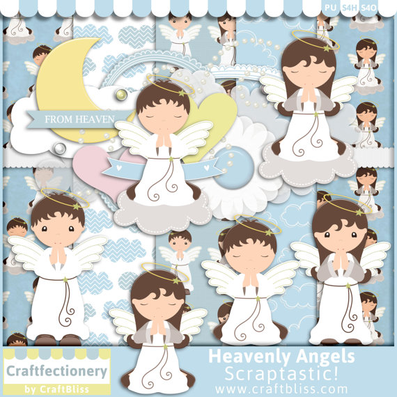 Digital Paper Heavenly Angel Digital Scrapbook Kit Christmas Clipart