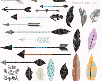 Feathered Arrow Drawing Digital Clipart Tribal Arrows