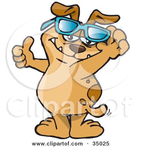 Hip Brown Dog Lifting His Glasses And Giving The Thumbs Up By Dennis