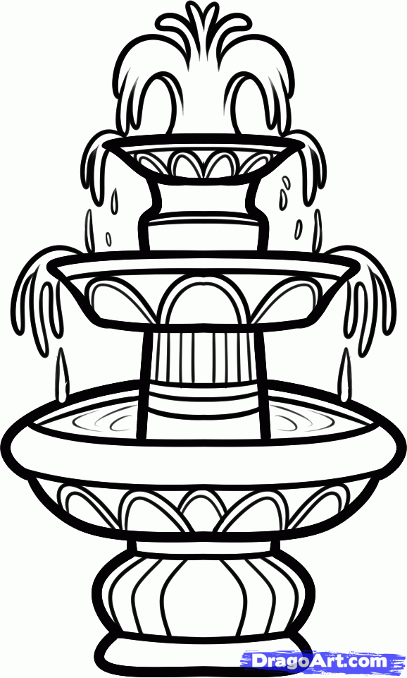 How To Draw A Fountain Water Fountain Step 6