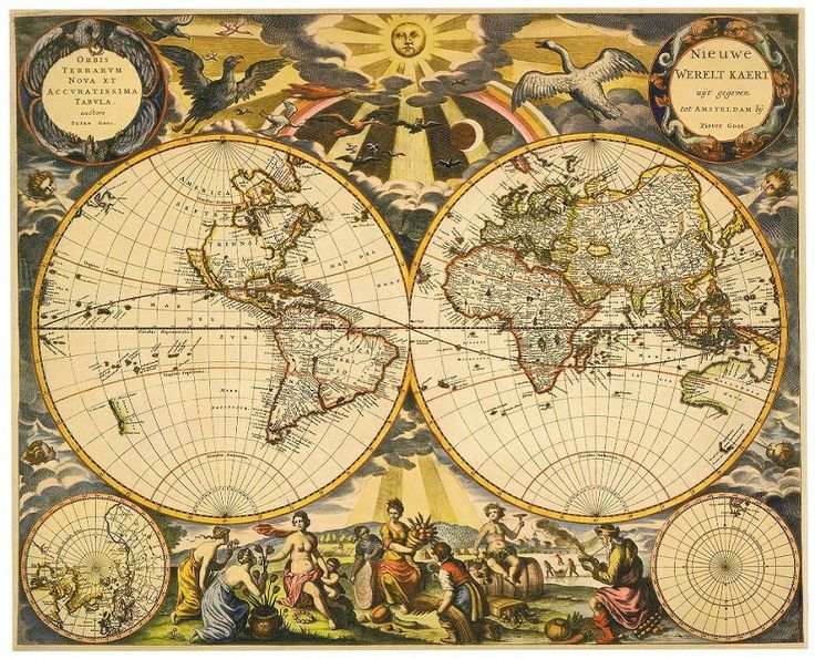 Old Map The World   Vintage Illustrations Graphics Clipart And Eph