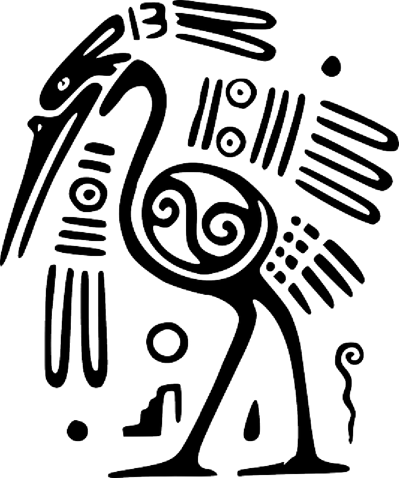 Ostrich Bird Mexico Inca Maya Aztec Symbol
