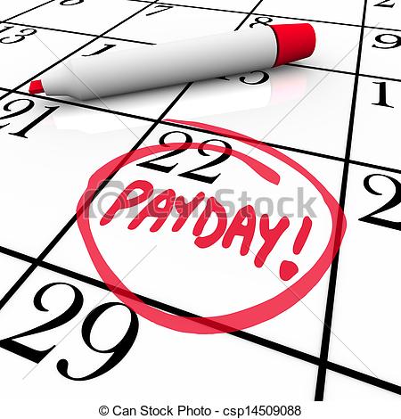 Payday Clipart Payday Word Circled Calendar
