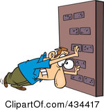 Royalty Free Rf Clipart Illustration Of A Man Pushing Against A Brick