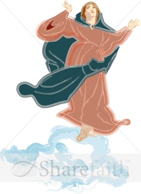 Saint Mary In Heavenly Clouds   Virgin Mary Clipart