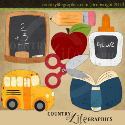 School Clipart   I Love School Clipart   Country Life Graphics