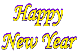 Shadow Bordered Happy New Year 3d Text Clip Art In Yellow Purple Color    