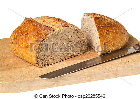 Stock Photo   Artisan Whole Wheat Bread On Breadboard   Stock Image