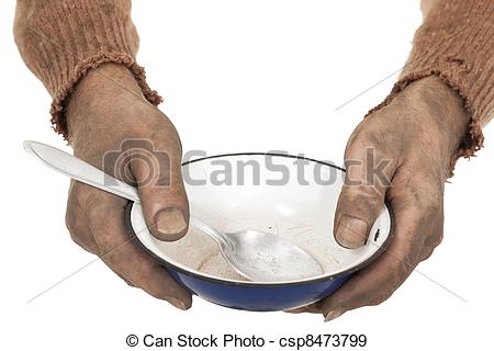 Stock Photographs Of Dirty Hands With Bowl   Poor Man In Old Sweater    