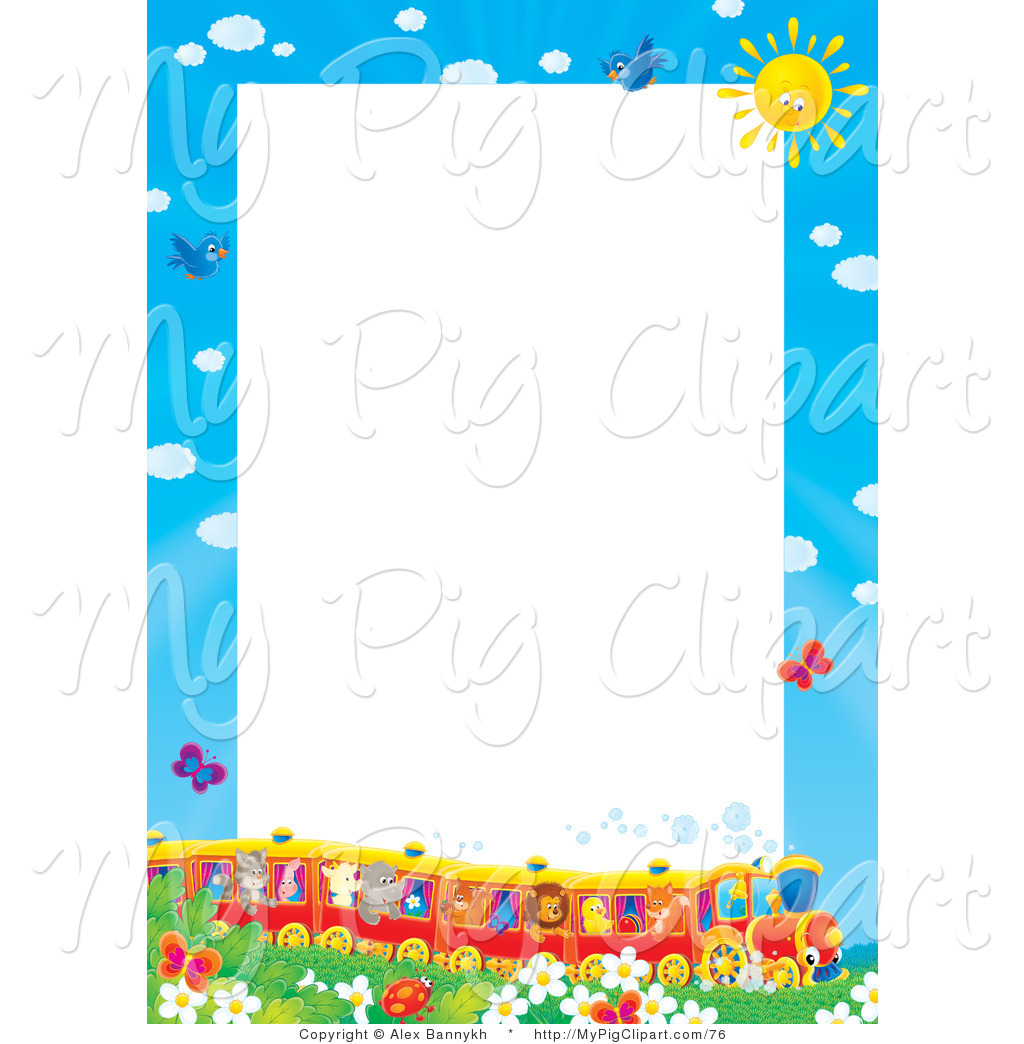 Swine Clipart Of A Pretty Stationery Border Or Frame Of A Train Full