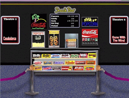 Theater Lobby Popcorn Popping Drinks Candy Animated Gif