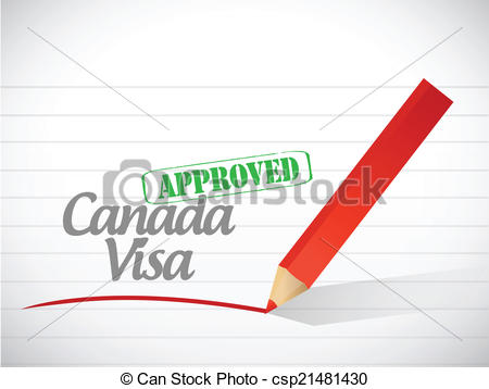 Vectors Of Canada Visa Approved Sign Illustration Design Over A White