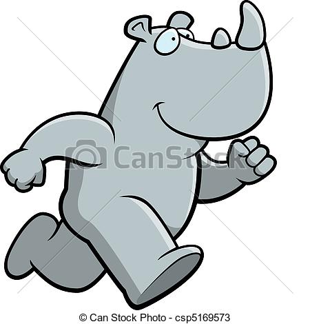 Vectors Of Rhino Running   A Happy Cartoon Rhino Running And Smiling