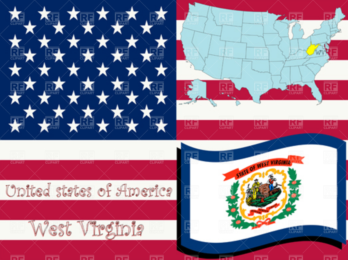 West Virginia State Outline And Flag Download Royalty Free Vector    
