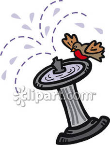 Bird Sitting On A Water Fountain Royalty Free Clipart Picture