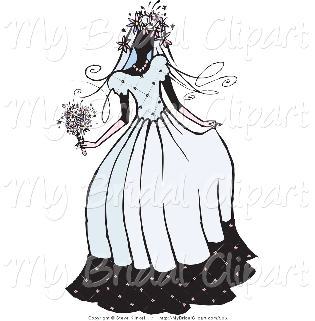 Bridal Clipart Of A Silhouette Of A Beautiful Bride Woman In Her Dress