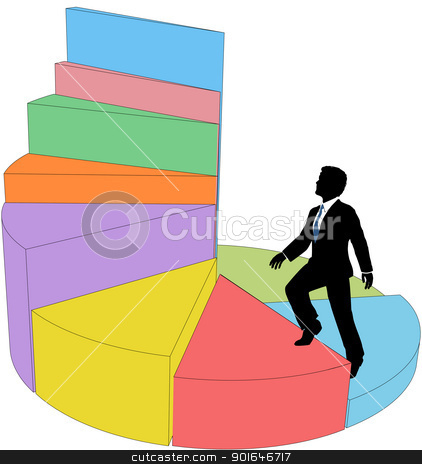 Business Person Climbs Stair Step Pie Chart Stock Vector Clipart