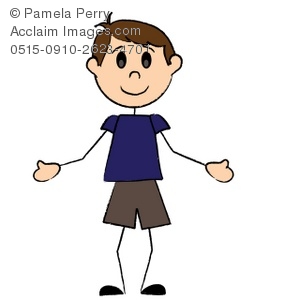Cartoon Stick Figure Boy Wearing Shorts Clip Art Picture