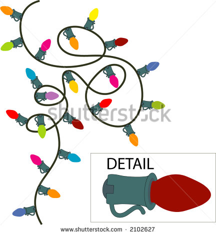 Christmas Tree Lights On Curled Wire Stock Vector Illustration 2102627
