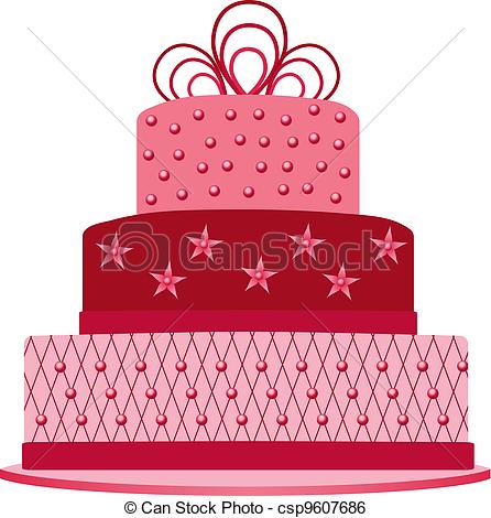 Clip Art Vector Of Pink Cake Csp9607686   Search Clipart Illustration