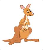 Cute Kangaroo Cartoon Waving Hand Animal Alphabet Kangaroo Emblem