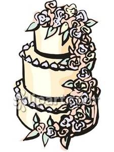 Fancy Wedding Cake With Cascade Of Frosting Flowers Royalty Free