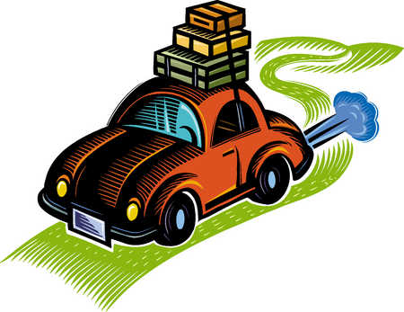 Icons Illustration Illustrations Luggage Move Moving Packed Road Road