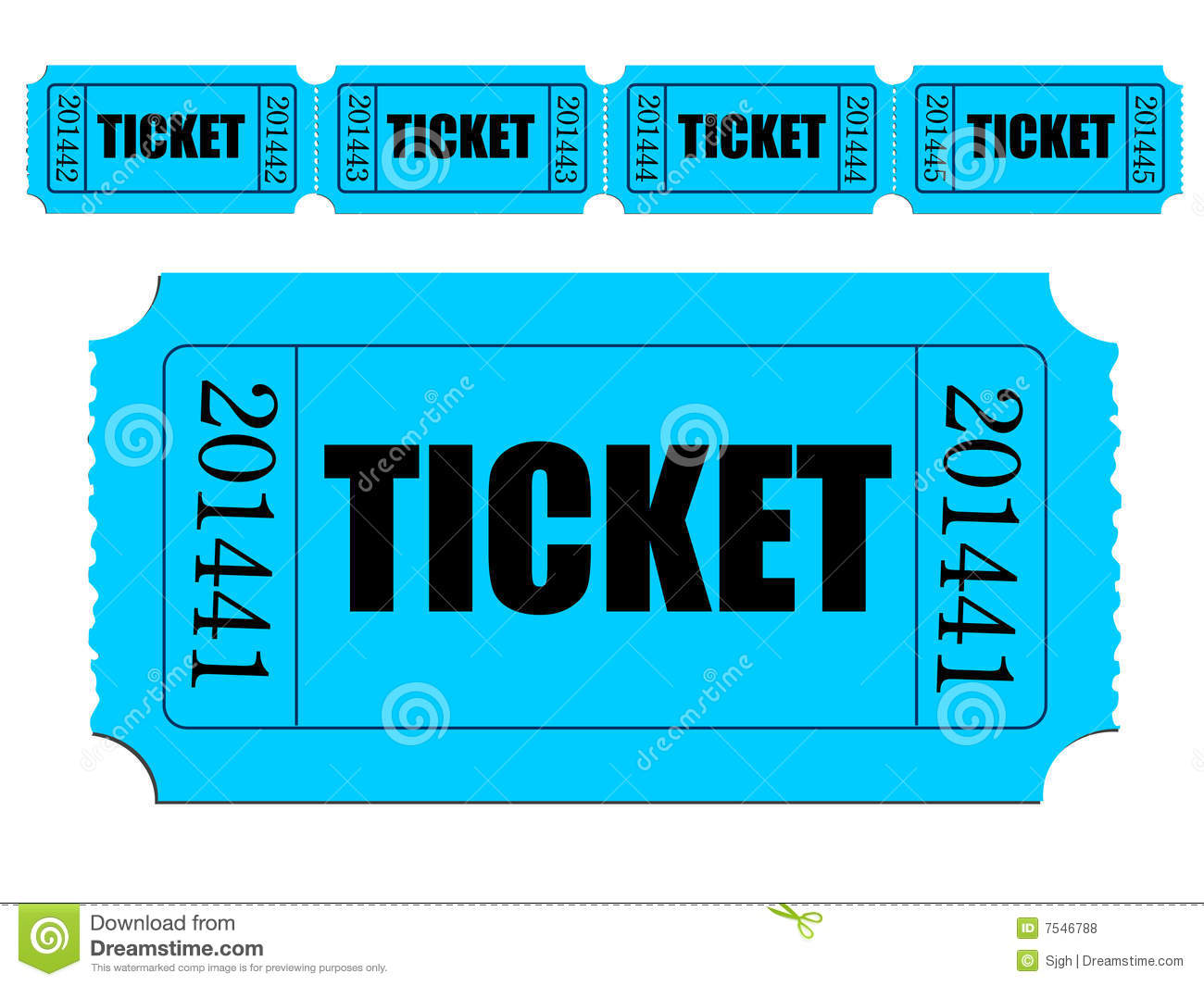 Image Of Single Ticket And Strip Of Tickets Royalty Free Stock Photos    
