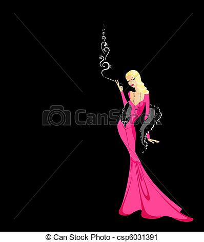 In A Pink Dress   Silhouette Of The    Csp6031391   Search Clipart    