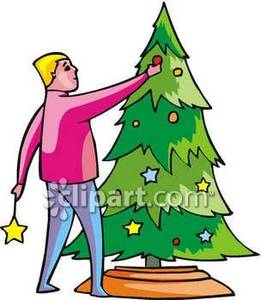 Person Decorating Christmas Tree   Royalty Free Clipart Picture