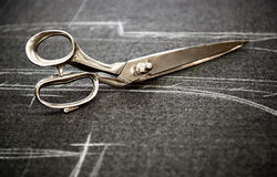 Tailors Scissors On Fabric Stock Photos