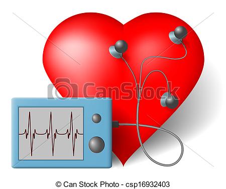 Vector Clipart Of Ecg Heart Monitor   Red Heart And Cardiac Monitor    