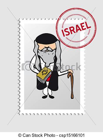 Vector Clipart Of Jewish Cartoon Person Postal Stamp   Jewish Priest