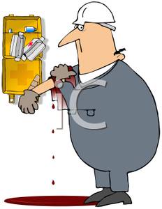 Worker Whose Injured Himself On The Job   Royalty Free Clipart Picture