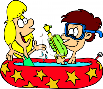 3238 Summer Cartoon Of Kids In An Inflatable Raft Clipart Image Jpg