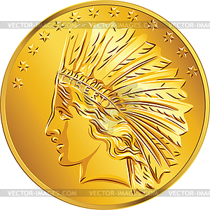 American Money Gold Coin Dollar   Vector Clip Art
