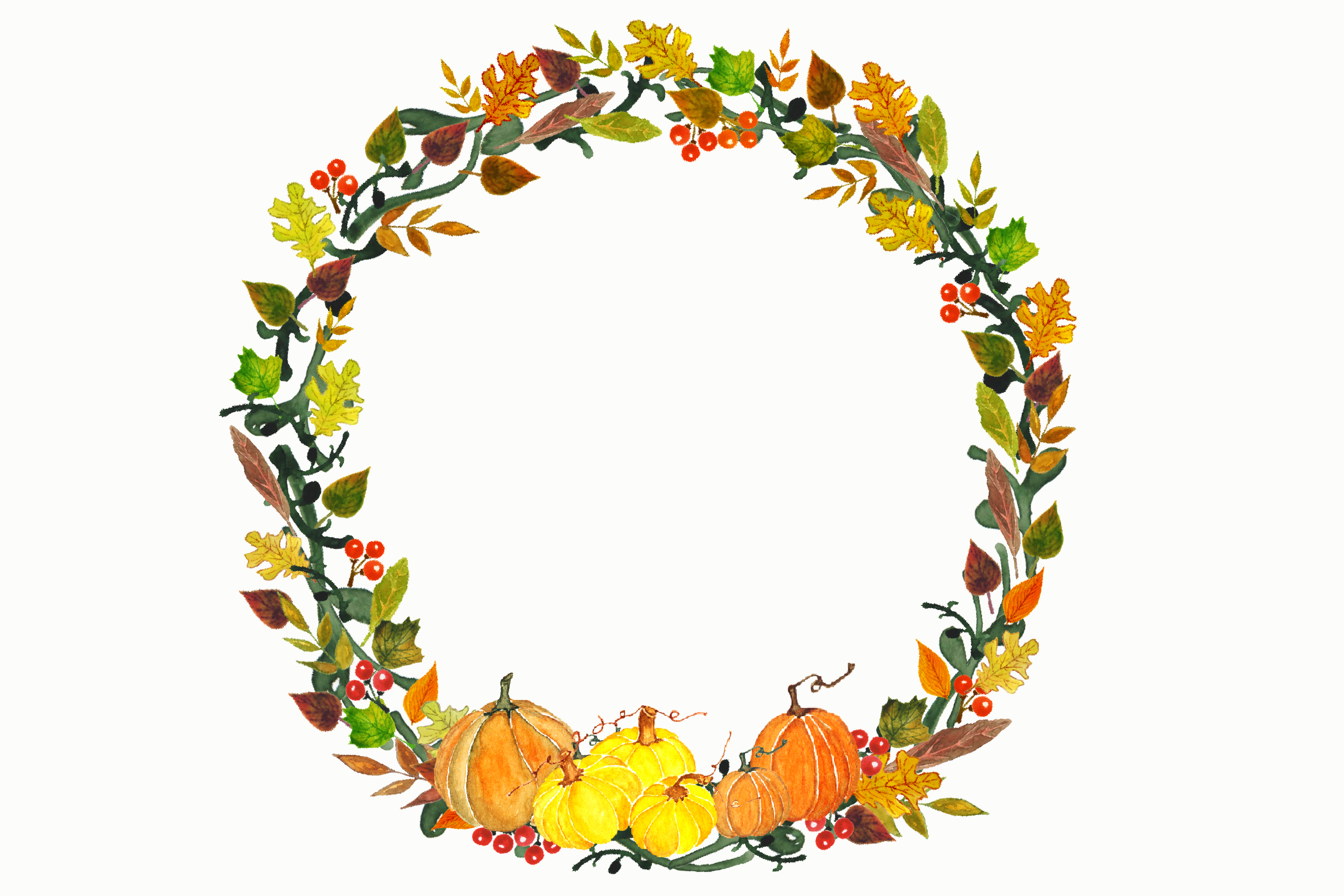Autumn Watercolor Wreath Clipart   Illustrations On Creative Market
